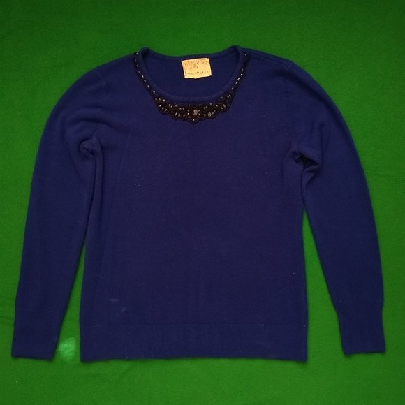 Indigo blue embroidered sequin sweater soft - Picture 2 of 2